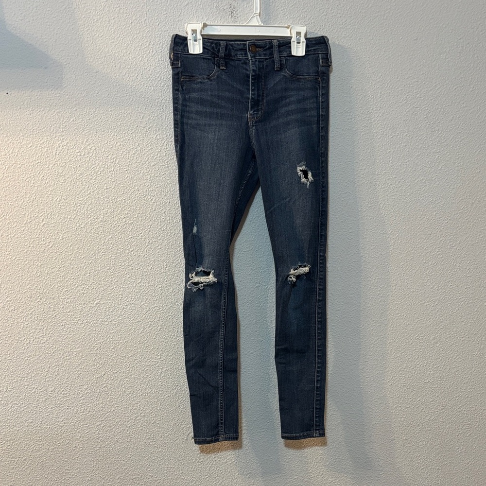 Hollister Dark Blue Distressed Skinny Jeans
